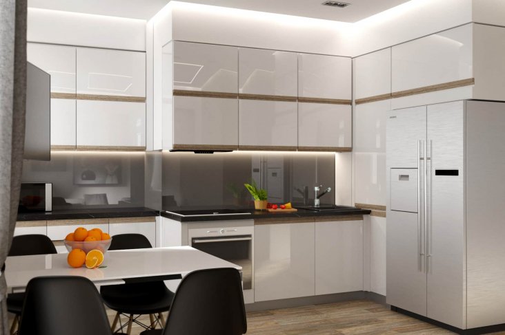 Дизайн Угловой Кухни 2023 Белая