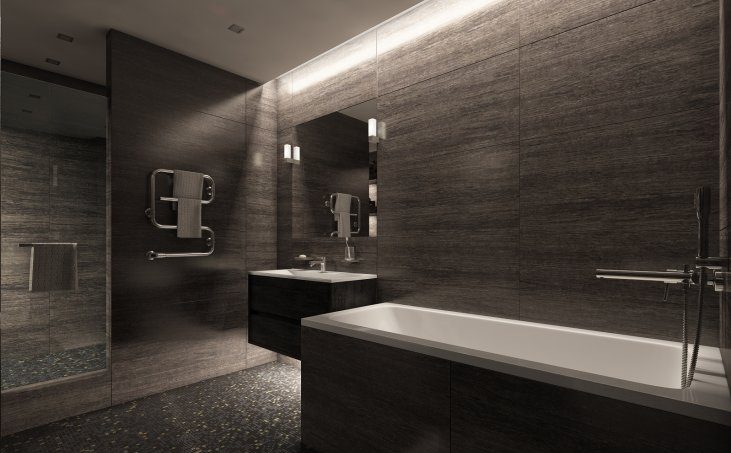 Ванная Комната В Темных Тонах Дизайн Фото