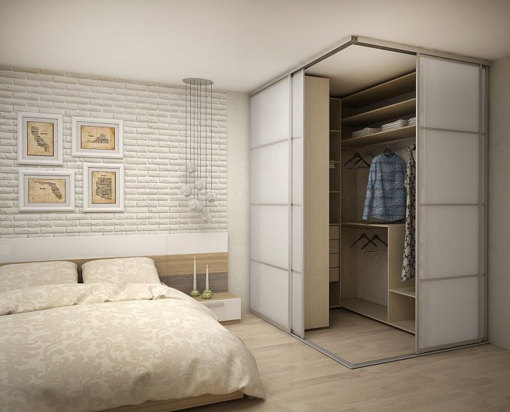 Дизайн гардеробной в спальне с фото